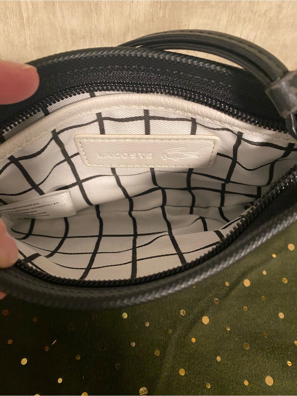 EUC Lacoste Black Piqué Wristlet Pouch with Green Crocodile Logo - Picture 5 of 5